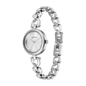 Titan Silver Dial Metal Strap Analog Watch for Women 2601SM01