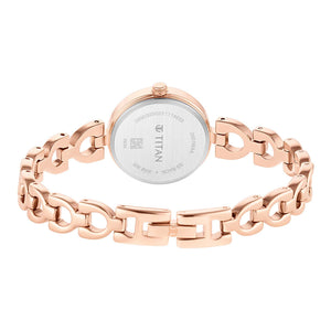 Titan Lagan Brown Dial Analog Metal Strap Watch for Women