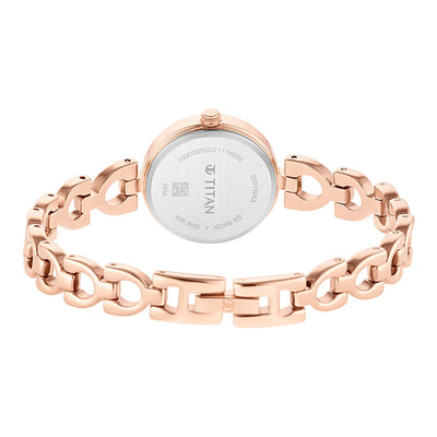 Titan Lagan Brown Dial Analog Metal Strap Watch for Women