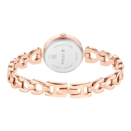 Titan Lagan Brown Dial Analog Metal Strap Watch for Women