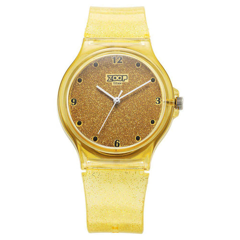 Zoop by Titan Glitter Quartz Alog Yellow Dial Polyurethane Strap Watch for Kids