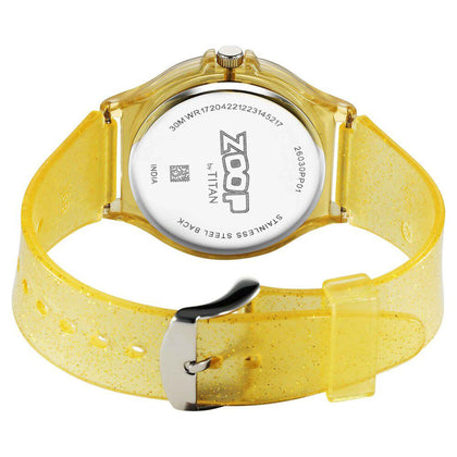 Zoop by Titan Glitter Quartz Alog Yellow Dial Polyurethane Strap Watch for Kids