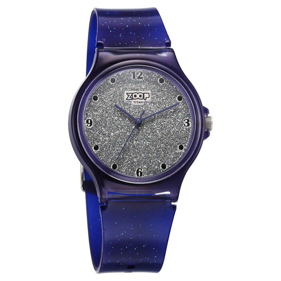 Zoop by Titan Glitter Quartz Analog Grey Dial Polyurethane Strap Watch for Kids 26030PP04