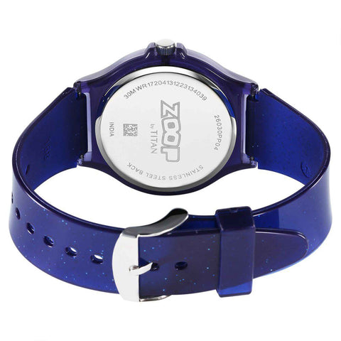 Zoop by Titan Glitter Quartz Analog Grey Dial Polyurethane Strap Watch for Kids 26030PP04