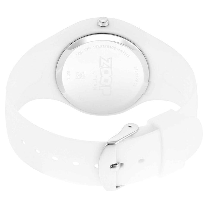 Zoop By Titan Pop Integrated Quartz Analog White Dial Silicone Strap Watch for Kids 26031PP02