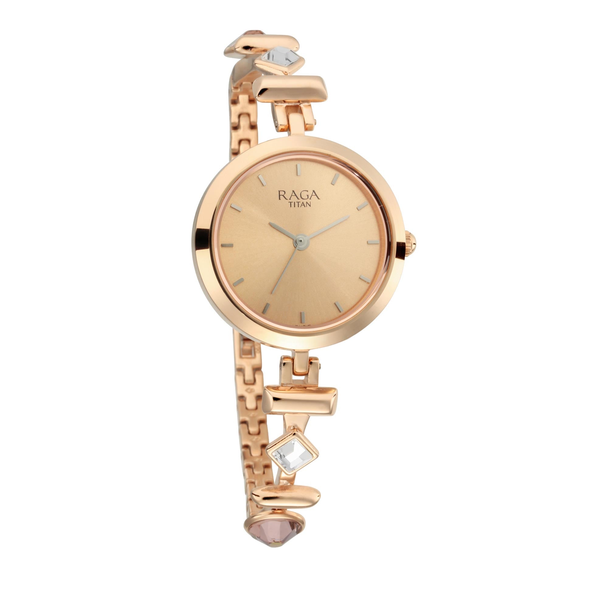 Titan Raga Facets Rose Gold Dial Women Watch With Stainless Steel Strap
