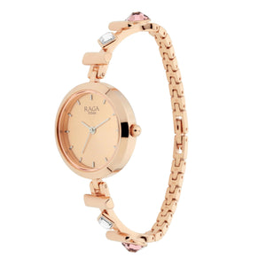Titan Raga Facets Rose Gold Dial Women Watch With Stainless Steel Strap
