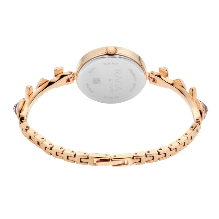 Titan Raga Facets Rose Gold Dial Women Watch With Stainless Steel Strap