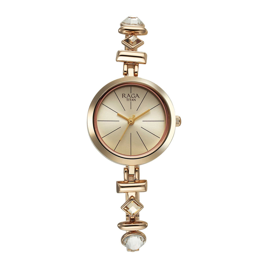 Titan Raga Viva Quartz Analog Champagne Dial Metal Strap Watch for Women