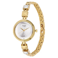 Titan Raga Viva Silver Dial Analog with Date Golden Metal Strap watch for Women