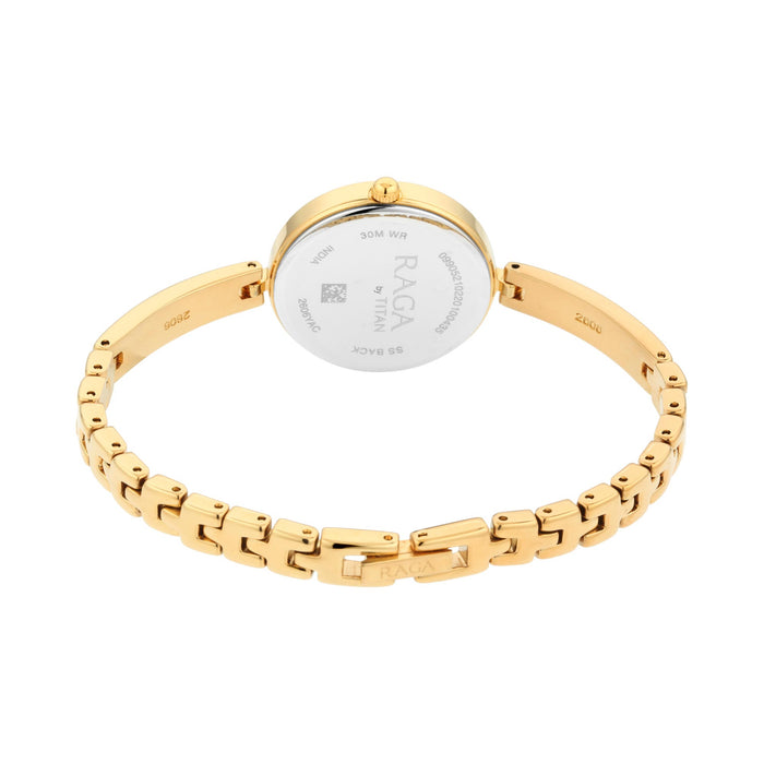 Titan Raga Viva Golden Dial Analog Metal Strap Watch for Women