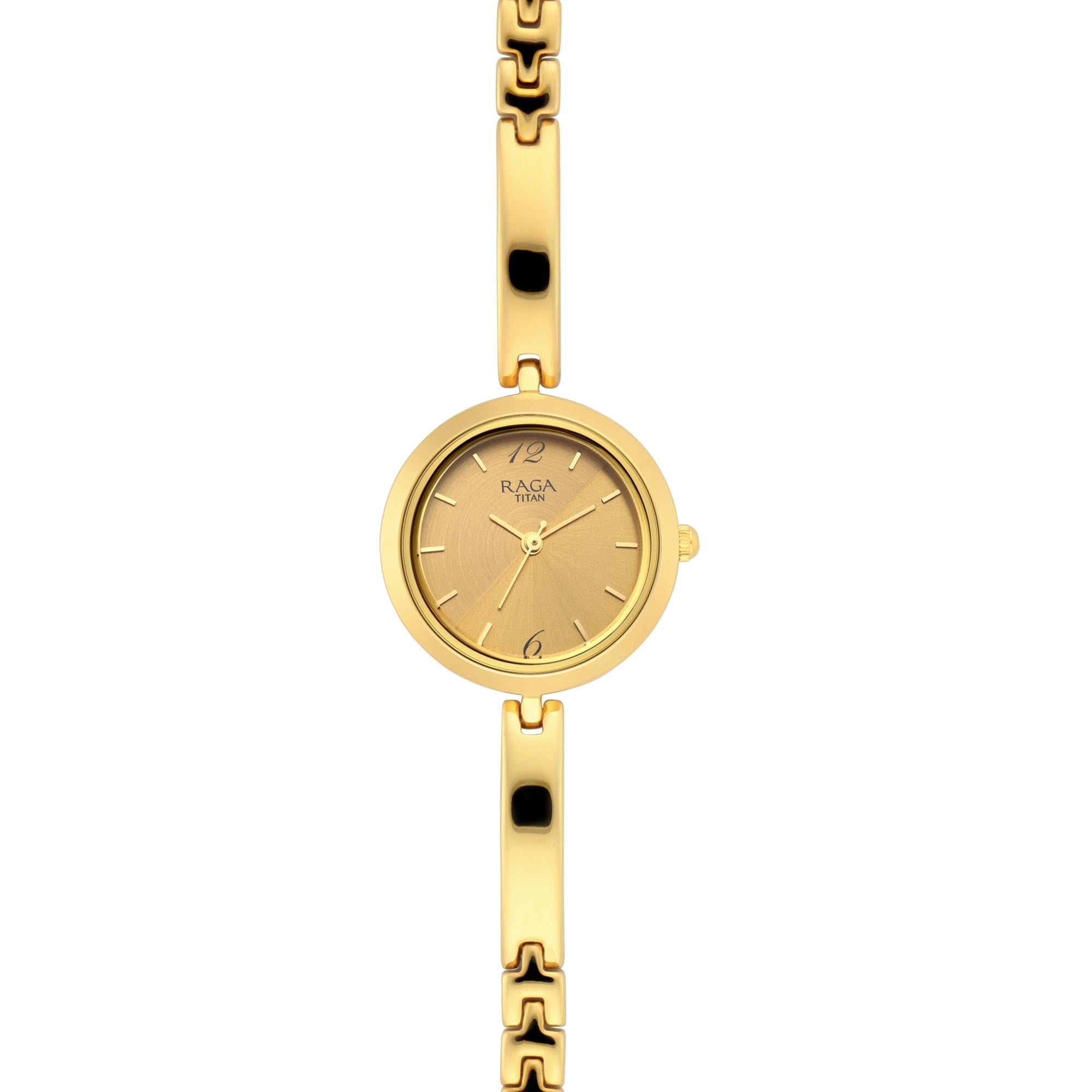 Titan Raga Viva Golden Dial Analog Metal Strap Watch for Women