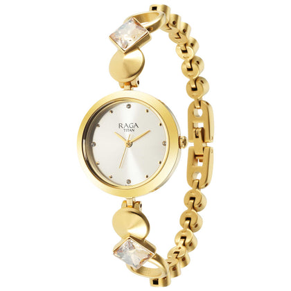 Titan Raga Love All Champagne Dial Analog Metal Strap Watch for Women