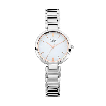Titan Raga Viva White Dial Analog Metal Strap watch for Women