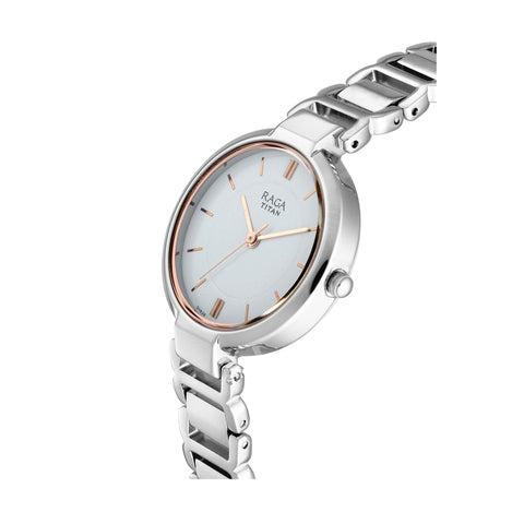 Titan Raga Viva White Dial Analog Metal Strap watch for Women
