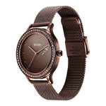 Titan Purple Glam It Up Brown Dial Analog with Date Stainless Steel Strap Watch for Women