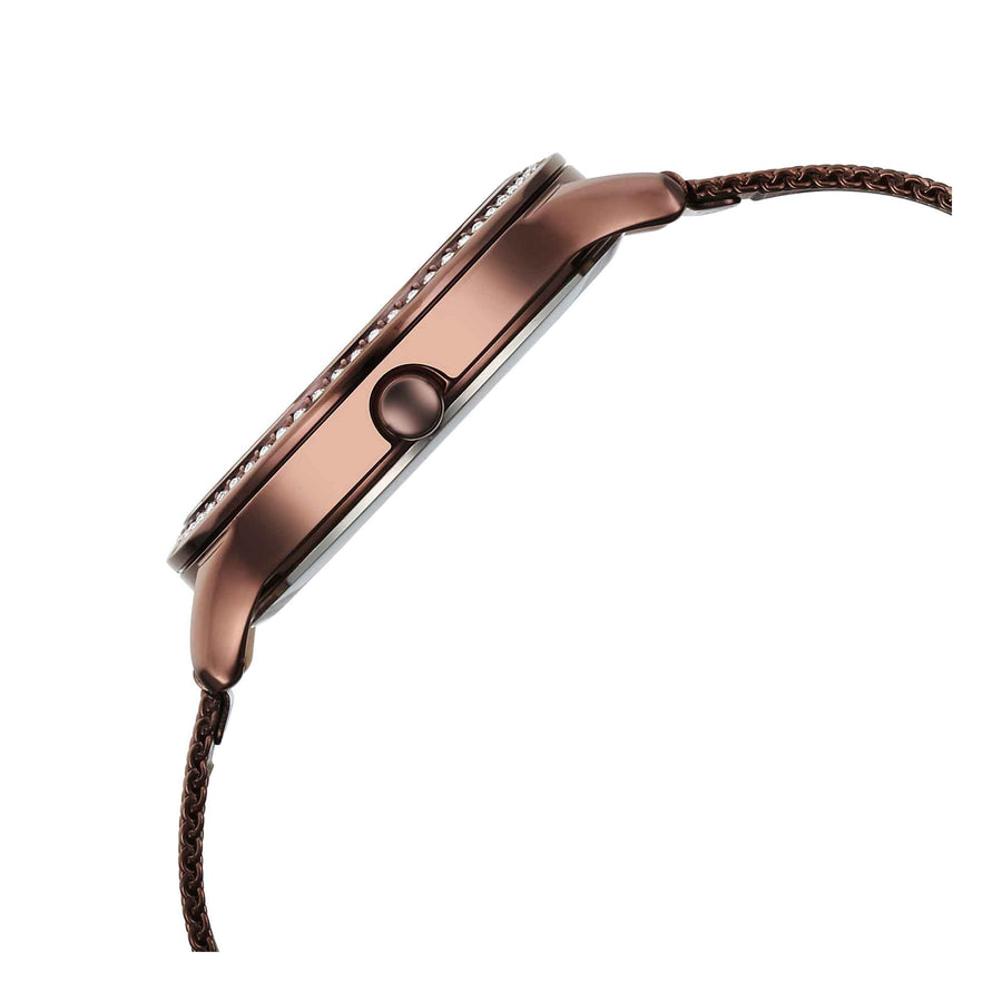 Titan Purple Glam It Up Brown Dial Analog with Date Stainless Steel Strap Watch for Women