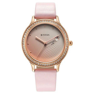 Titan Purple Glam It Up Pink Dial Analog with Date Strap Watch for Women 2634WL02