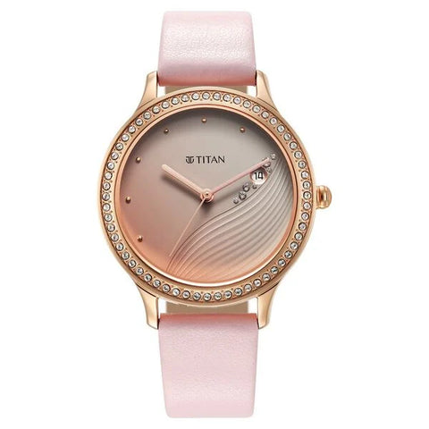 Titan Purple Glam It Up Pink Dial Analog with Date Strap Watch for Women 2634WL02