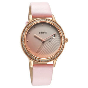 Titan Purple Glam It Up Pink Dial Analog with Date Strap Watch for Women 2634WL02
