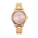 Titan Quartz Analog with Date Rose Gold Dial Metal Strap Watch for Women