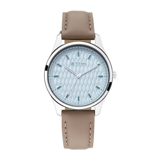 Titan Workwear Blue Dial Women Watch With Leather Strap
