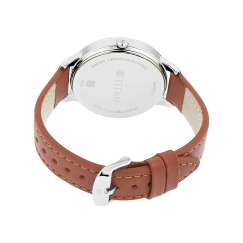 Titan Workwear Green Dial Women Watch With Leather Strap