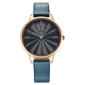 Titan Neo Quartz Analog Blue Dial Leather Strap Watch For Women(2648WL08)