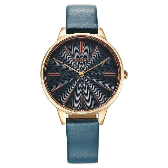 Titan Neo Quartz Analog Blue Dial Leather Strap Watch For Women(2648WL08)