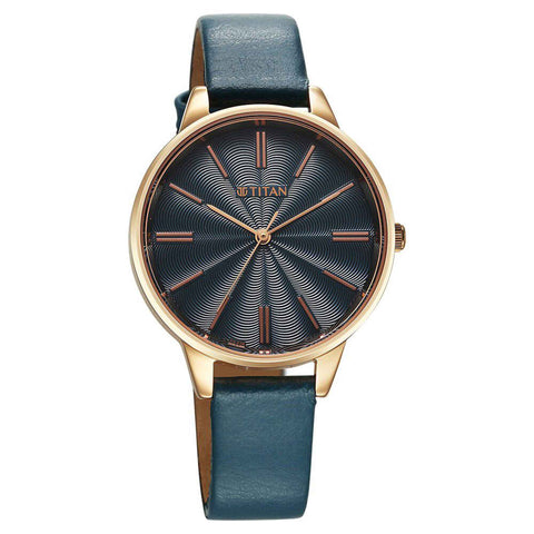 Titan Neo Quartz Analog Blue Dial Leather Strap Watch For Women(2648WL08)