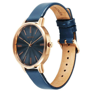 Titan Neo Quartz Analog Blue Dial Leather Strap Watch For Women(2648WL08)