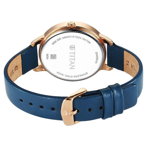 Titan Neo Quartz Analog Blue Dial Leather Strap Watch For Women(2648WL08)