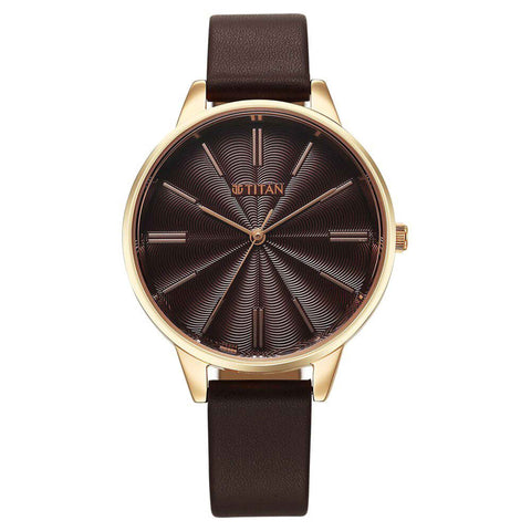 Titan Neo Quartz Analog Maroon Dial Leather Strap Watch For Women(2648WL09)