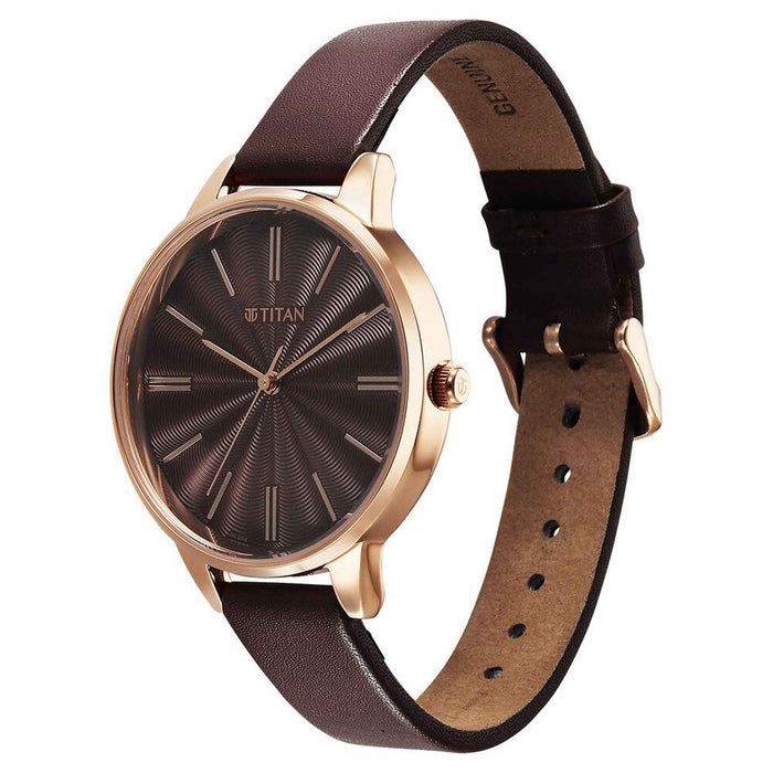 Titan Neo Quartz Analog Maroon Dial Leather Strap Watch For Women(2648WL09)