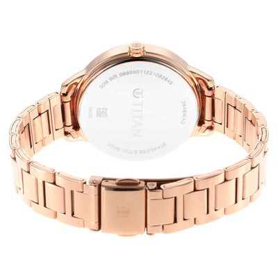 Titan Multicolored Dial Rose Gold Metal Strap Analog Watch for Women