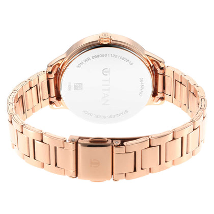 Titan Multicolored Dial Rose Gold Metal Strap Analog Watch for Women