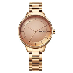 Titan Razzle Dazzle Quartz Analog Rose Gold Dial Stainless Steel Strap Watch For Women