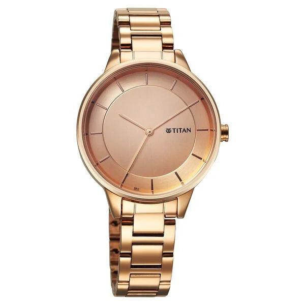 Titan Razzle Dazzle Quartz Analog Rose Gold Dial Stainless Steel Strap Watch For Women