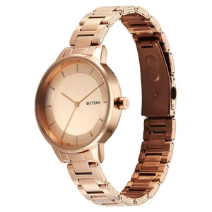 Titan Razzle Dazzle Quartz Analog Rose Gold Dial Stainless Steel Strap Watch For Women