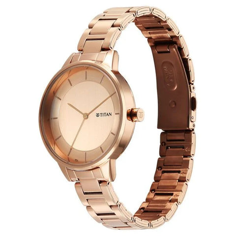 Titan Razzle Dazzle Quartz Analog Rose Gold Dial Stainless Steel Strap Watch For Women