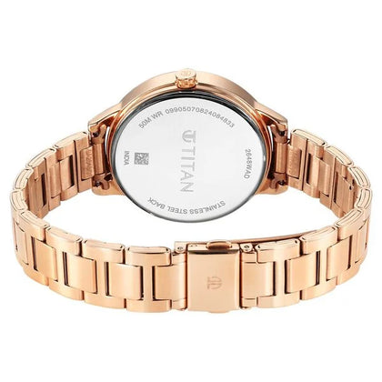 Titan Razzle Dazzle Quartz Analog Rose Gold Dial Stainless Steel Strap Watch For Women