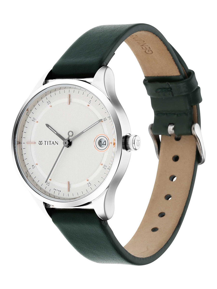 Titan Workwear Silver Dial Women Watch With Leather Strap