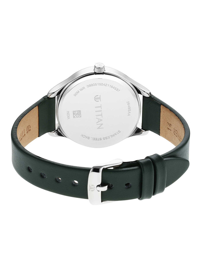 Titan Workwear Silver Dial Women Watch With Leather Strap