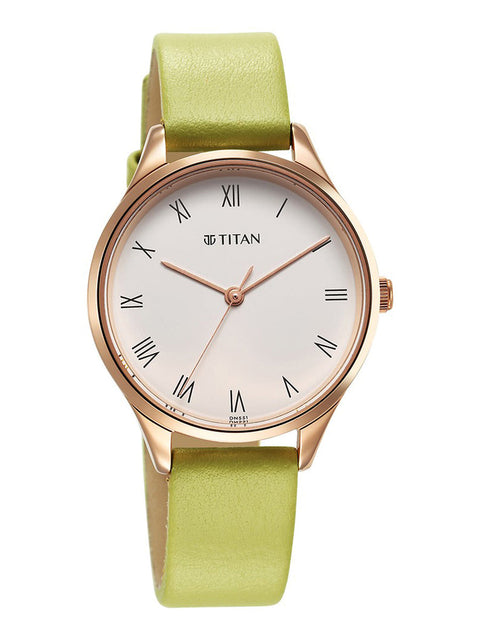 Titan Workwear Green Leather Strap watch for Women