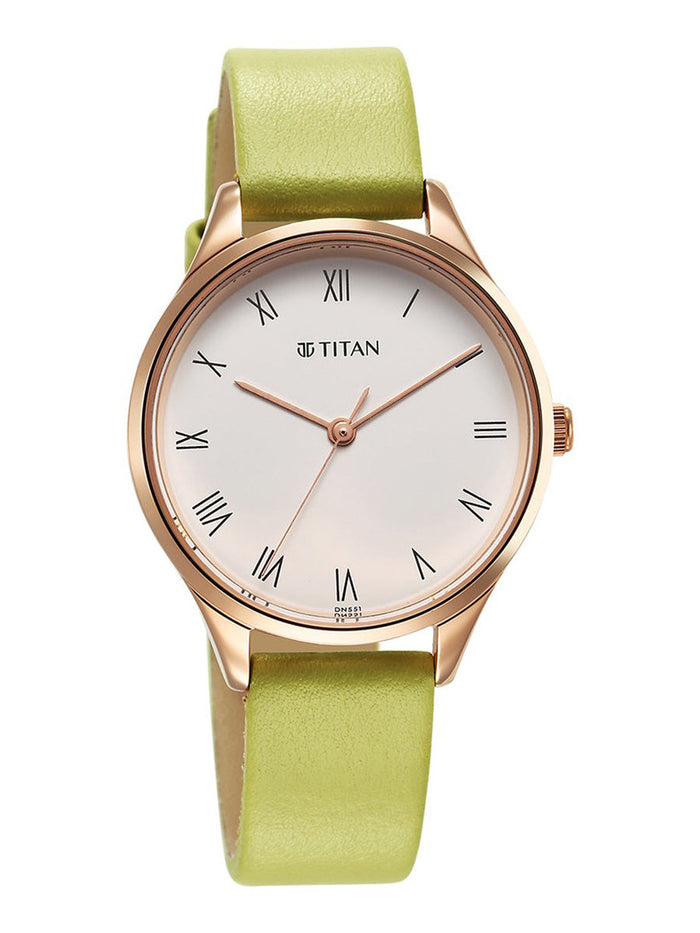 Titan Workwear Green Leather Strap watch for Women