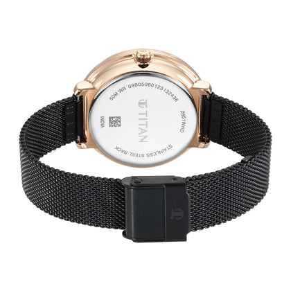 Titan Marhaba Black Dial Analog Stainless Steel Strap watch for Women