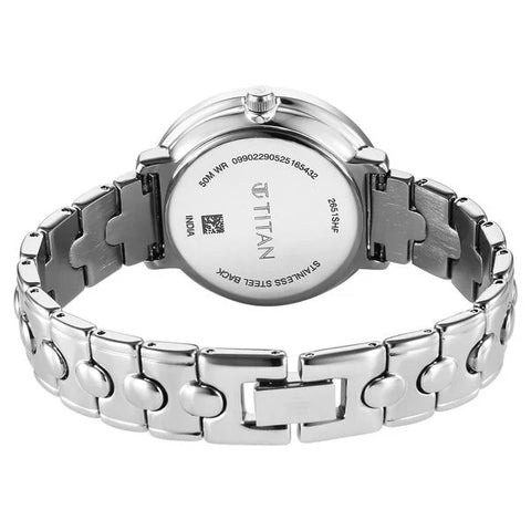 Titan Workwear Burgundy Dial Silver Stainless Steel Analog Watch for Women