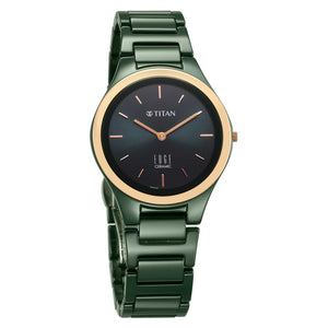 Titan Edge Bicolour Quartz Analog Green Dial Green Ceramic Strap Watch For Women