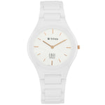 Titan Edge Ceramic Quartz in Arctic White Dial Watch for Women