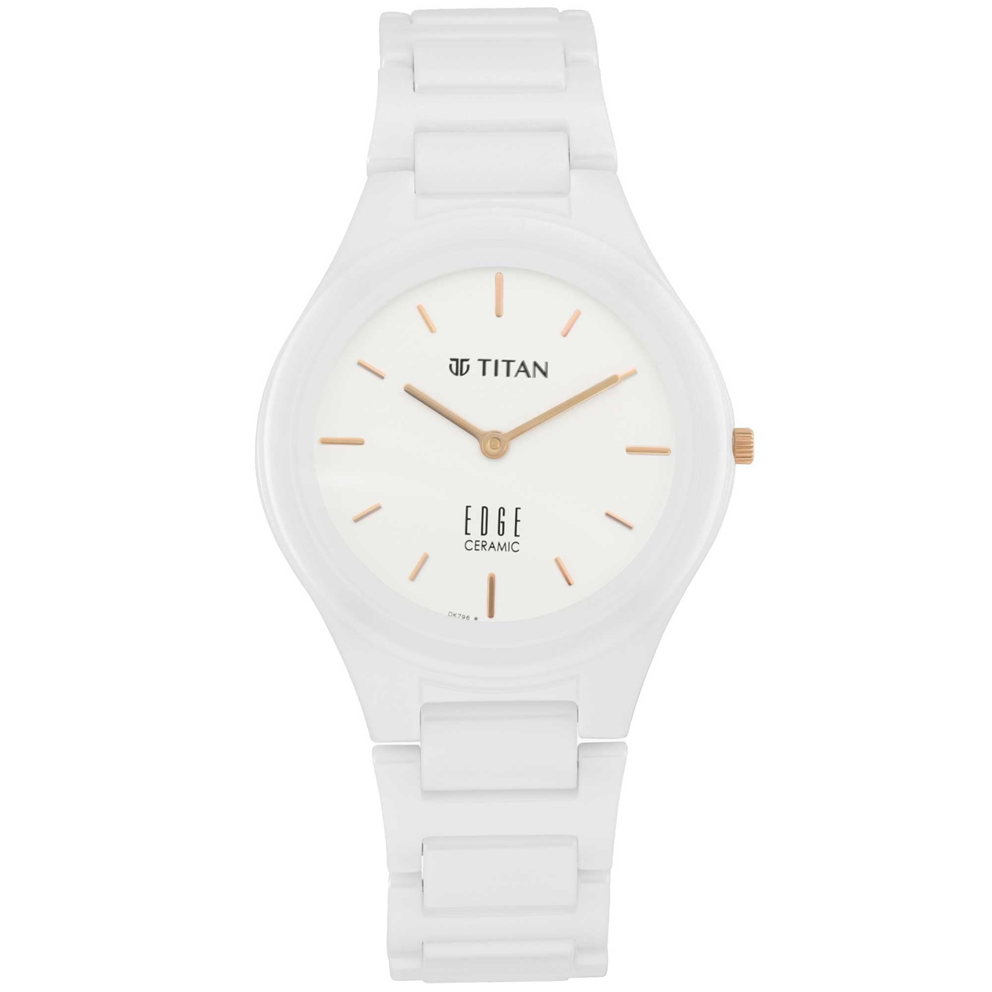 Titan Edge Ceramic Quartz in Arctic White Dial Watch for Women